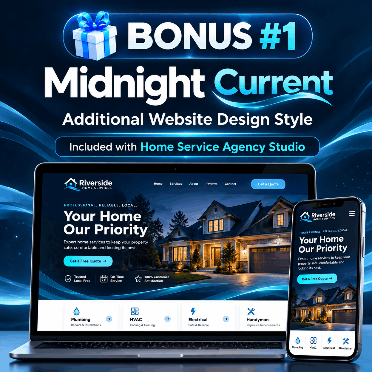 Midnight Current bonus website design for Home Service Agency Studio