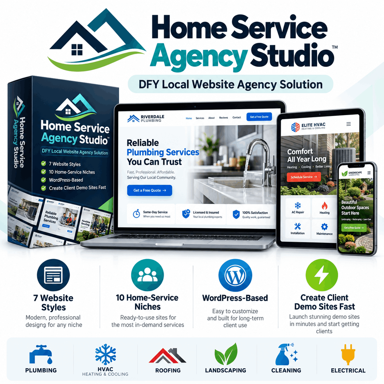 Home Service Agency Studio product review and website design showcase